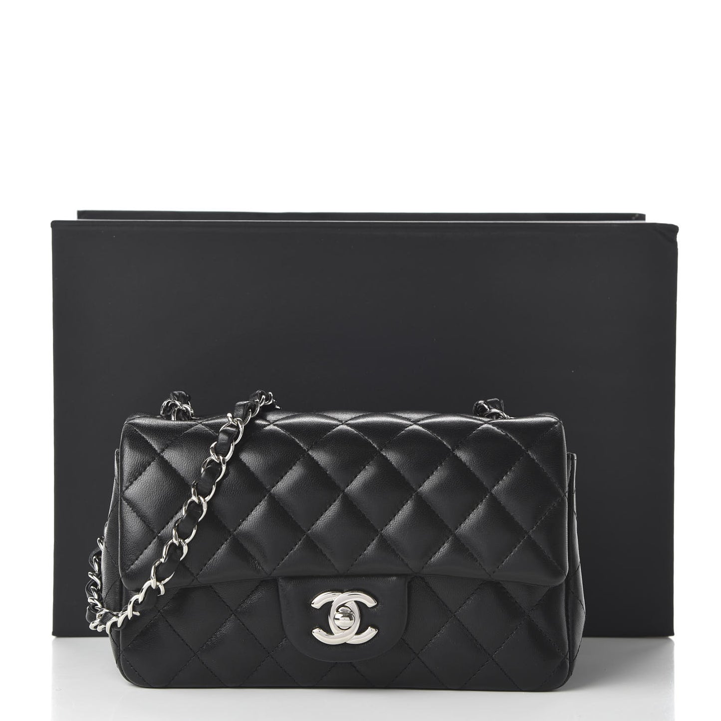 Lambskin Quilted Mini Rectangular Flap Black