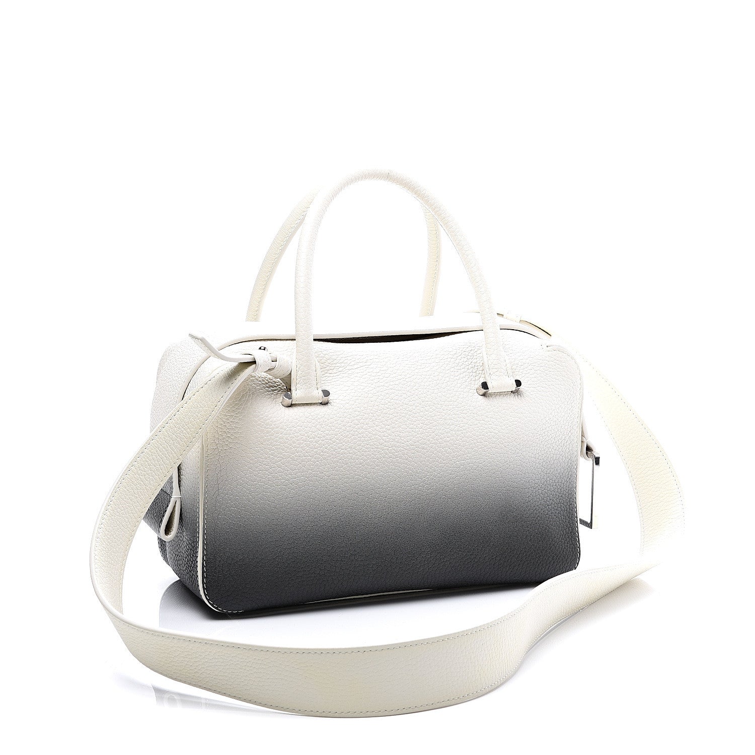 Delvaux Grained Bullskin Cool Box MM Satchel Ivory Black 2 of 9