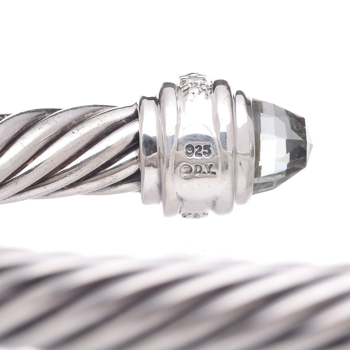 Sterling Silver Diamond Prasiolite 7mm Cable Classics Bracelet