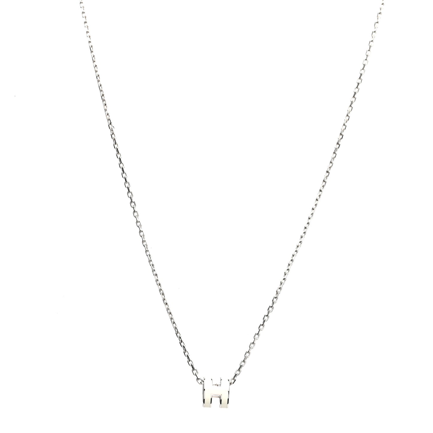 Lacquered Palladium Mini Pop H Pendant Necklace White
