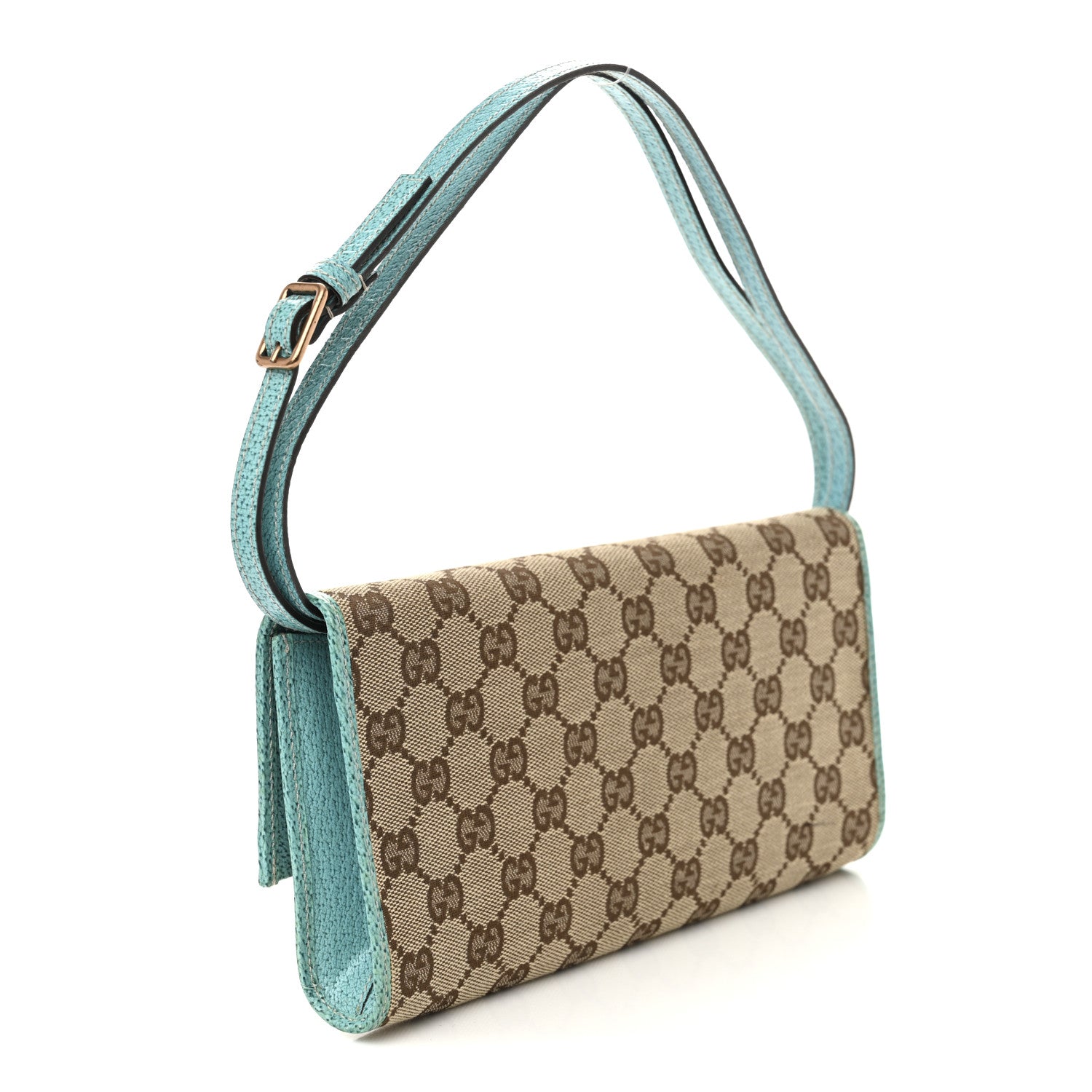 Gucci Monogram Bamboo Bar Clutch Turquoise 3 of 11