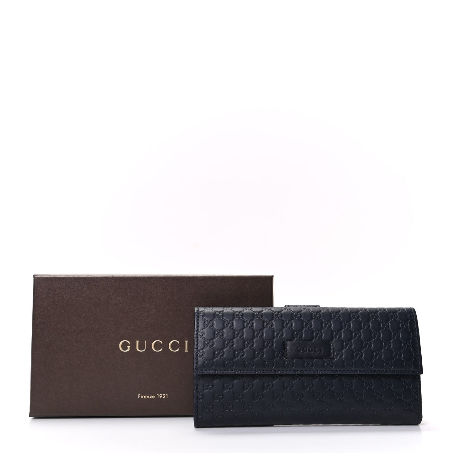 Microguccissima Continental Flap Wallet Navy