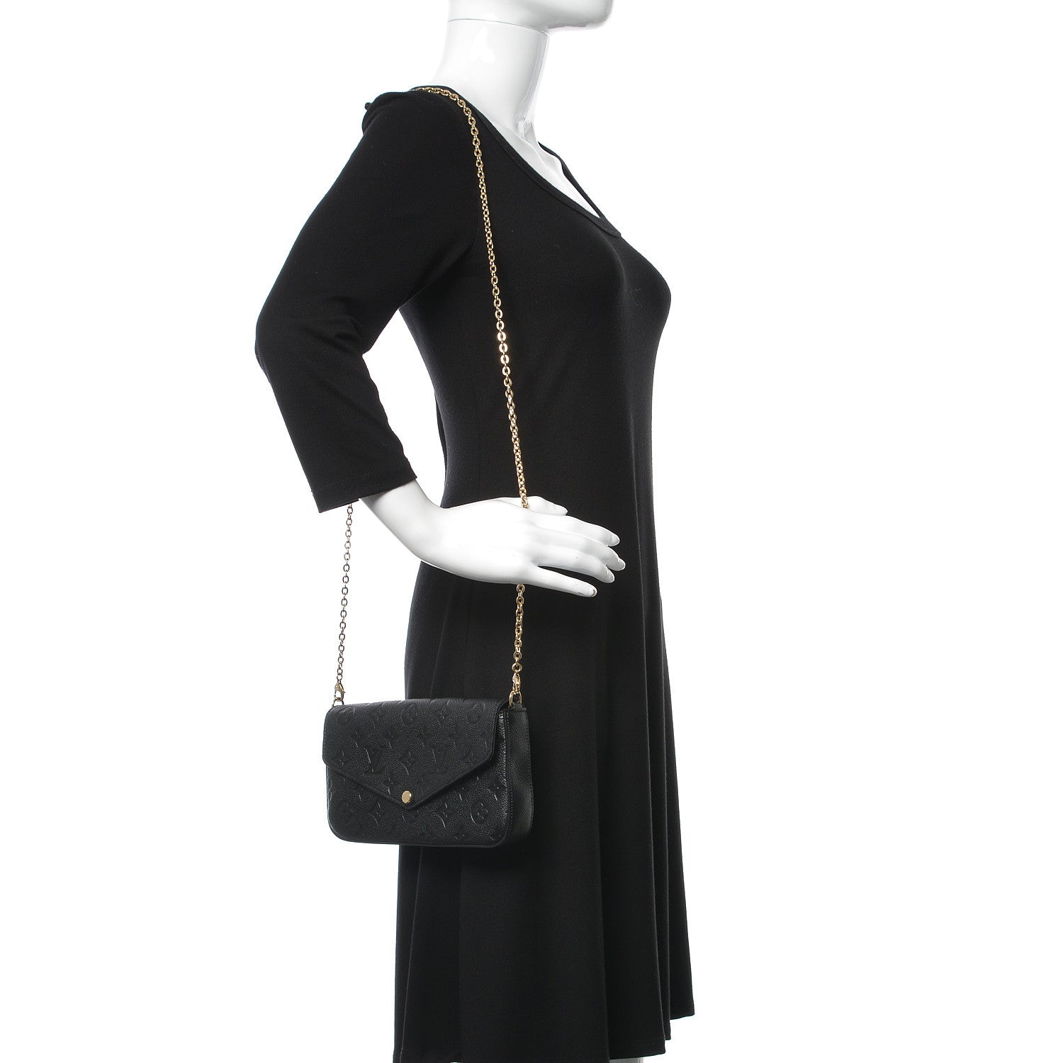 Louis Vuitton Empreinte Pochette Felicie Chain Wallet Black 2 of 12