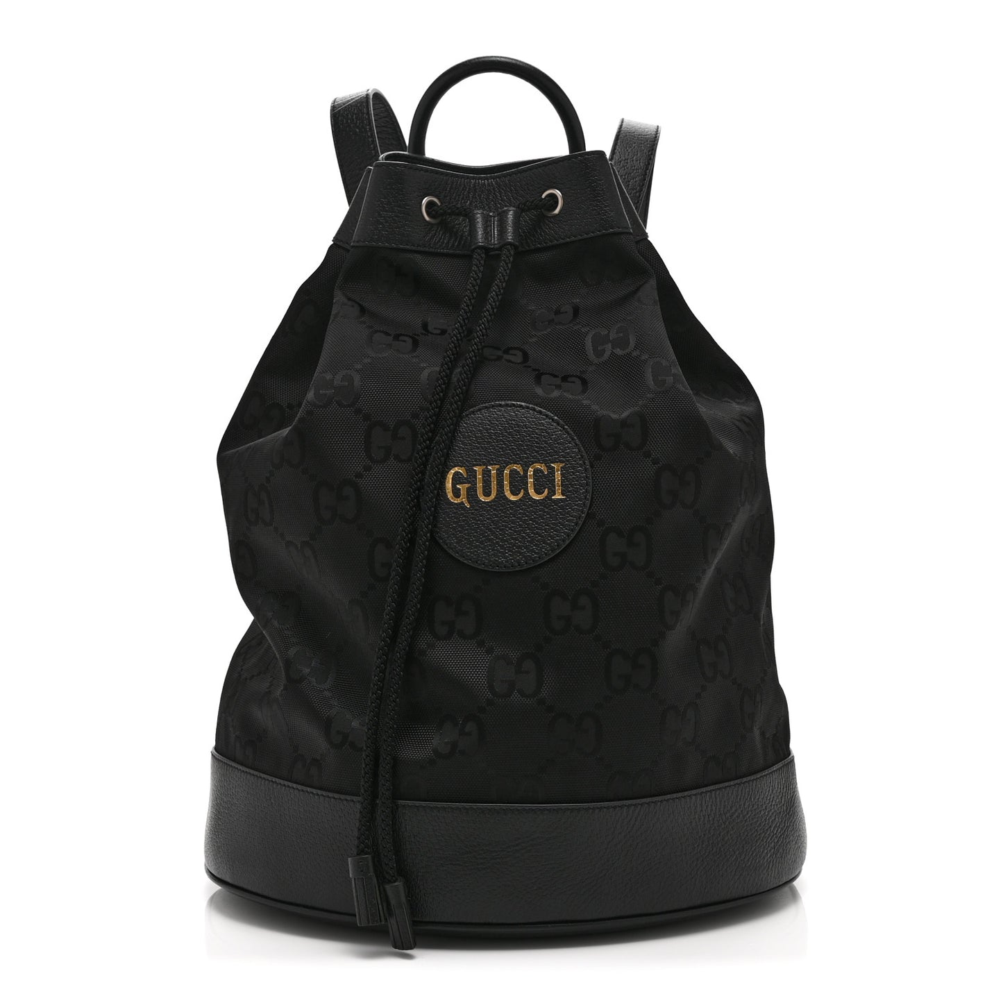 Econyl Nylon Monogram Off The Grid Drawstring Bucket Backpack Black