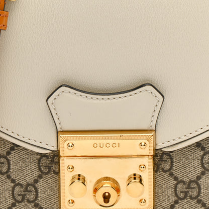 Gucci GG Supreme Monogram Calfskin Small Padlock Messenger Shoulder Bag Beige Mystic White Sun Oil 8 of 14