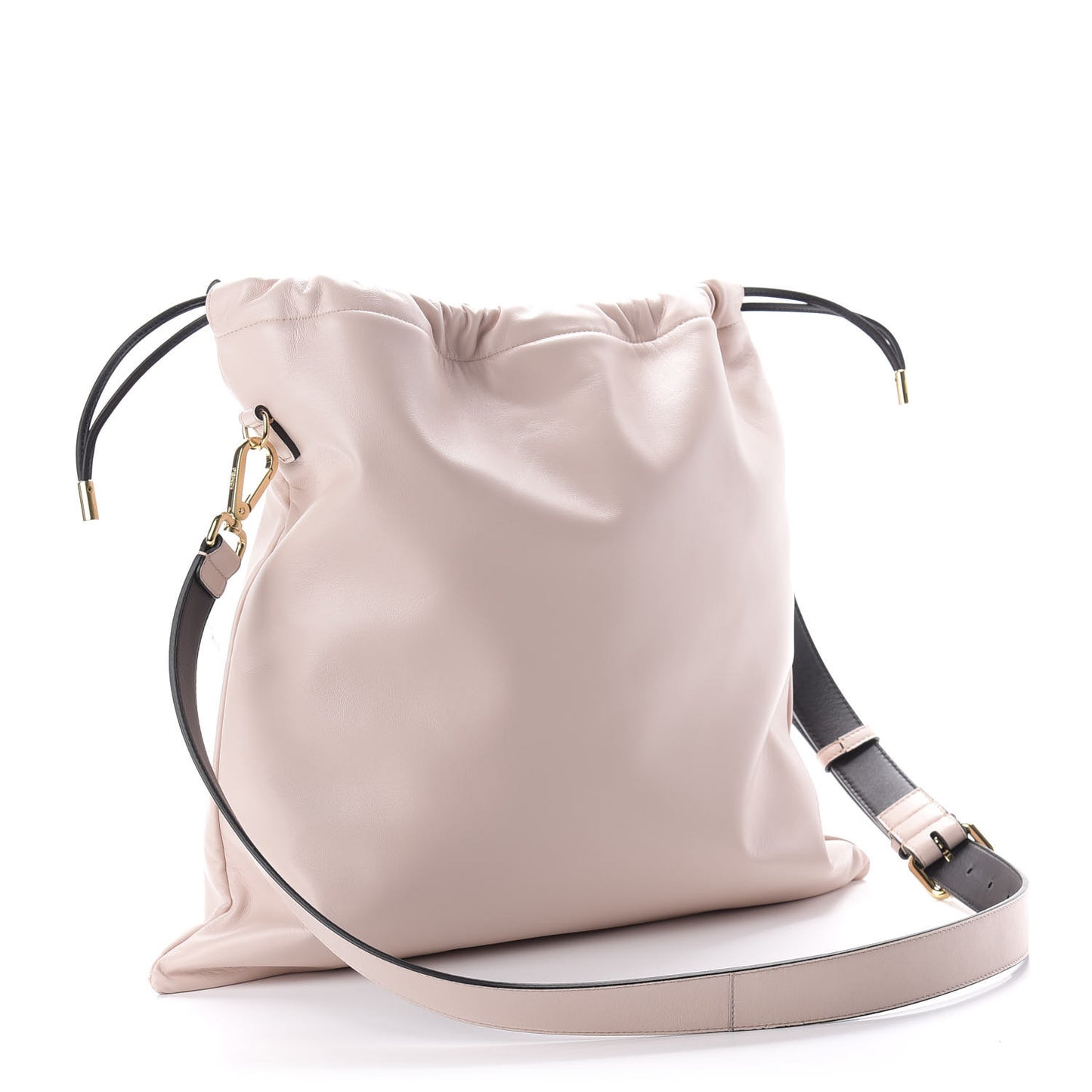 Soft Nappa Logo Medium Drawstring Pouch Bag Rosa Quarzo Black