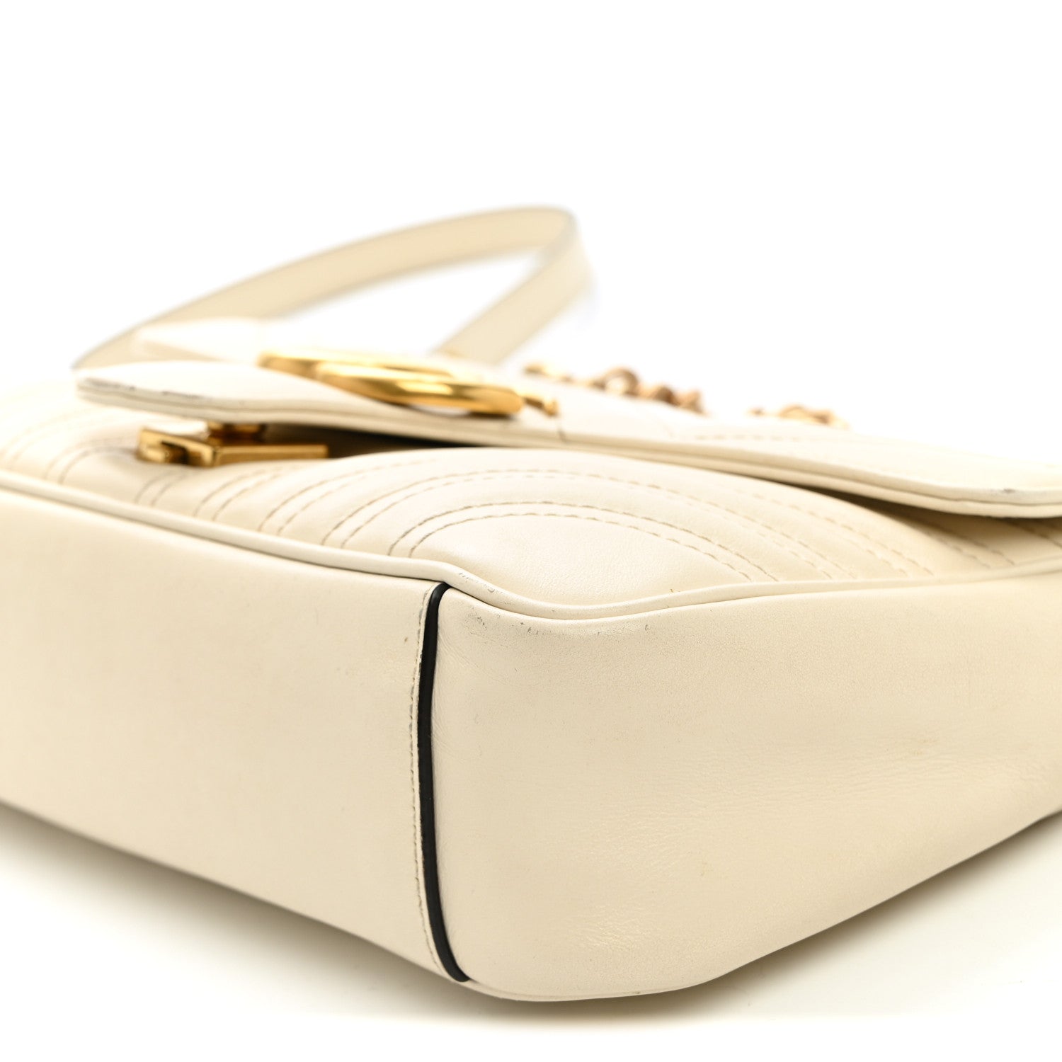 Gucci Calfskin Matelasse Small GG Marmont Shoulder Bag White 10 of 12