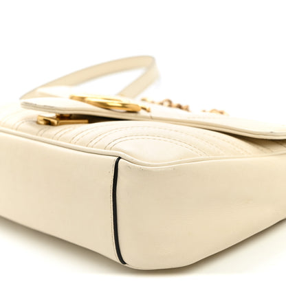 Gucci Calfskin Matelasse Small GG Marmont Shoulder Bag White 10 of 12