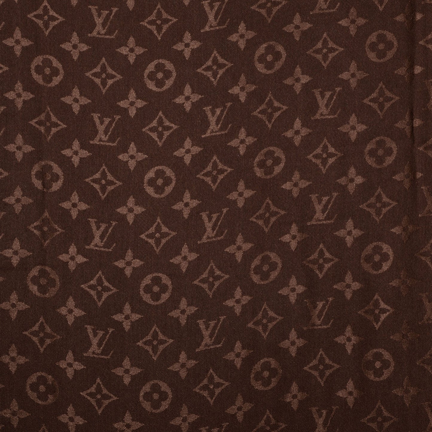 Silk Wool Monogram Denim Shawl Chocolate