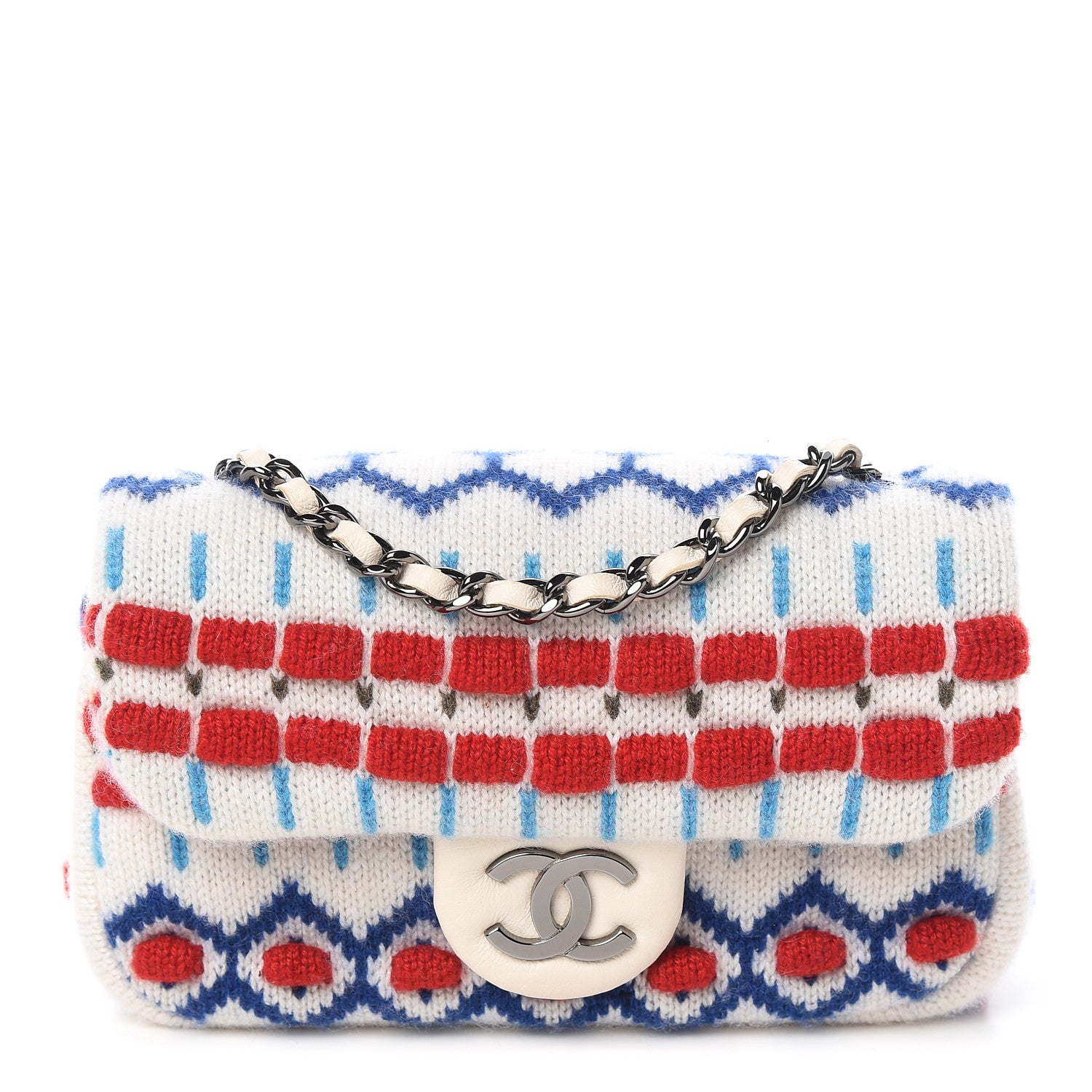 Chanel Cashmere Knit Extra Mini Single Flap White Multicolor 1 of 10