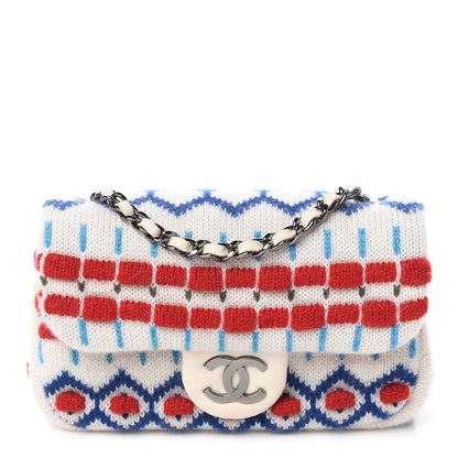 Chanel Cashmere Knit Extra Mini Single Flap White Multicolor 1 of 10