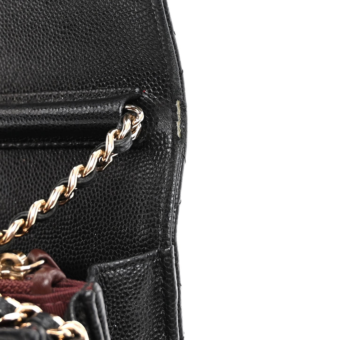 Caviar Quilted Square Wallet On Chain WOC Black