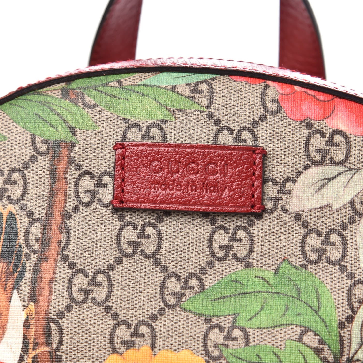 Gucci GG Supreme Monogram Tian Web Small Day Backpack Beige Multicolor Red 9 of 10