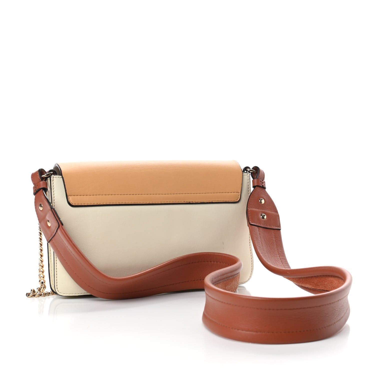 Chloe Calfskin Small Colorblock Faye Shoulder Bag Brown White 3 of 9