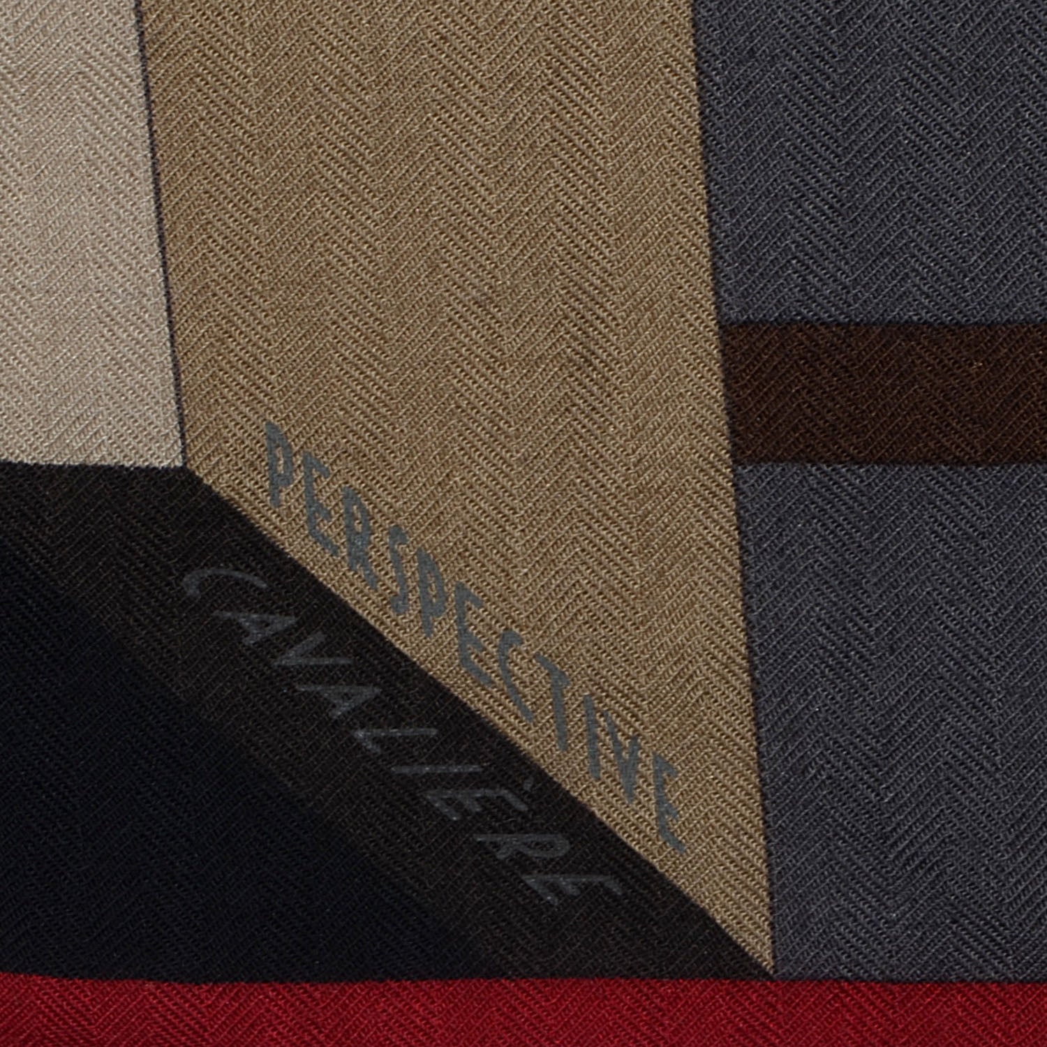 Hermes Cashmere Silk Perspective Cavaliere Scarf 100 Naturel Gris Rouge Profond 3 of 7