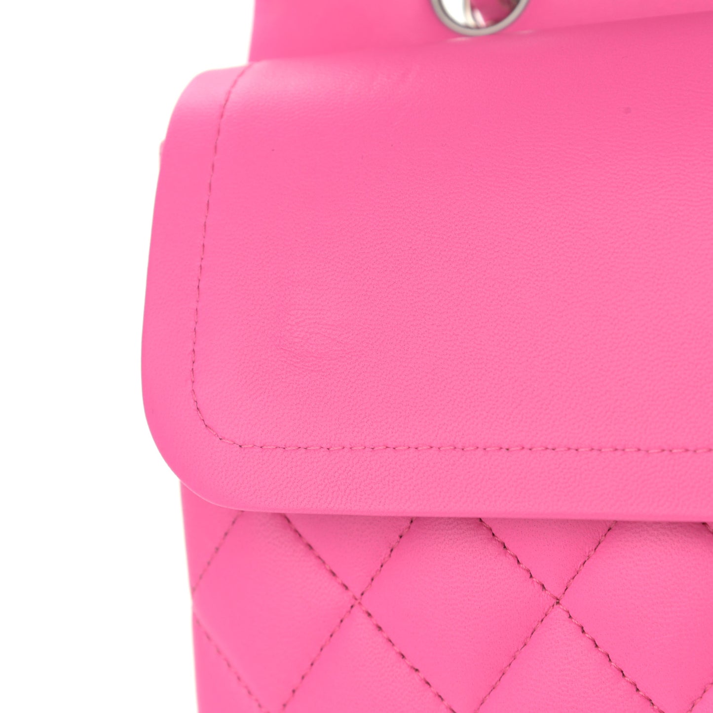 Lambskin Quilted Medium Double Flap Neon Pink