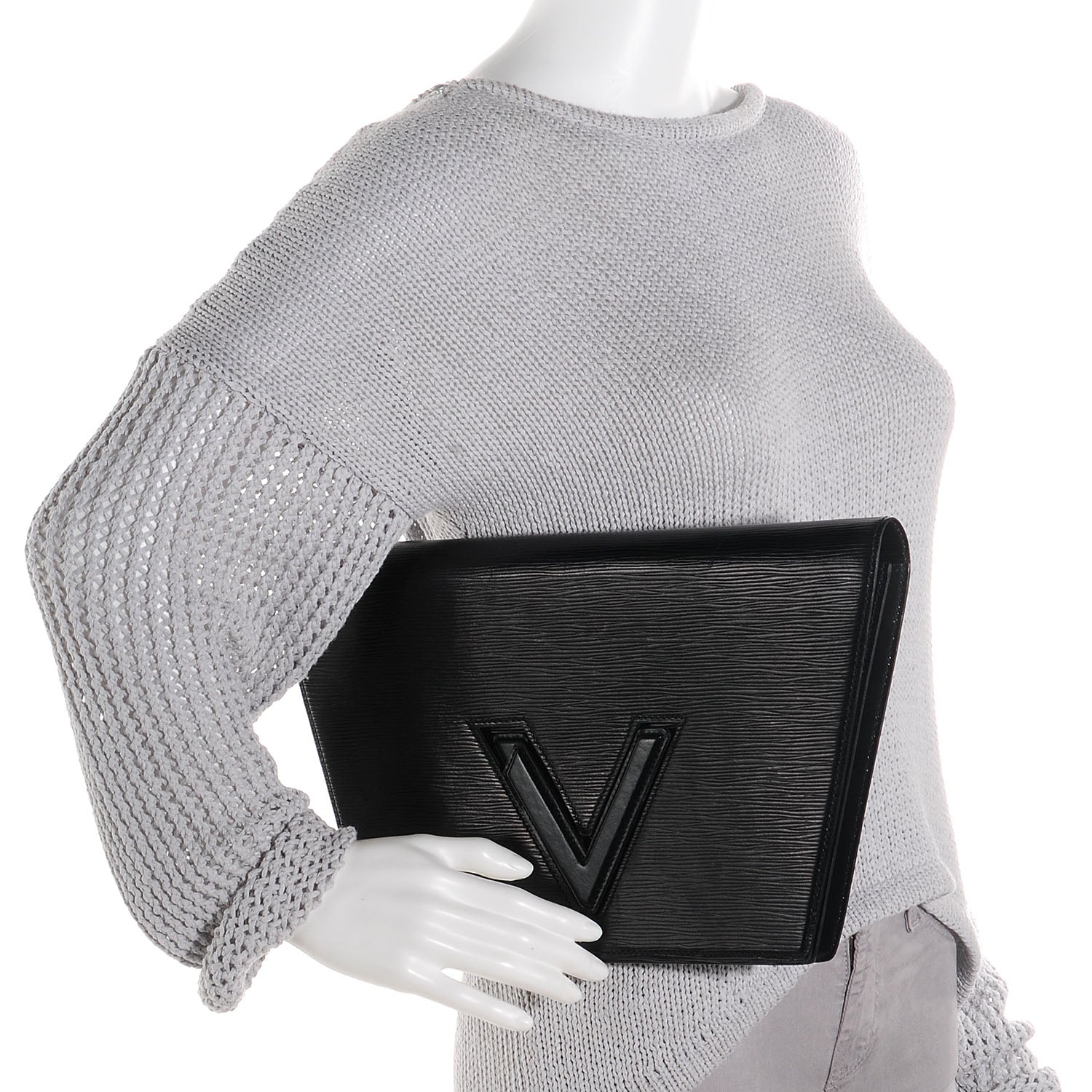Louis Vuitton Epi Pochette Trapeze Clutch Black 2 of 8