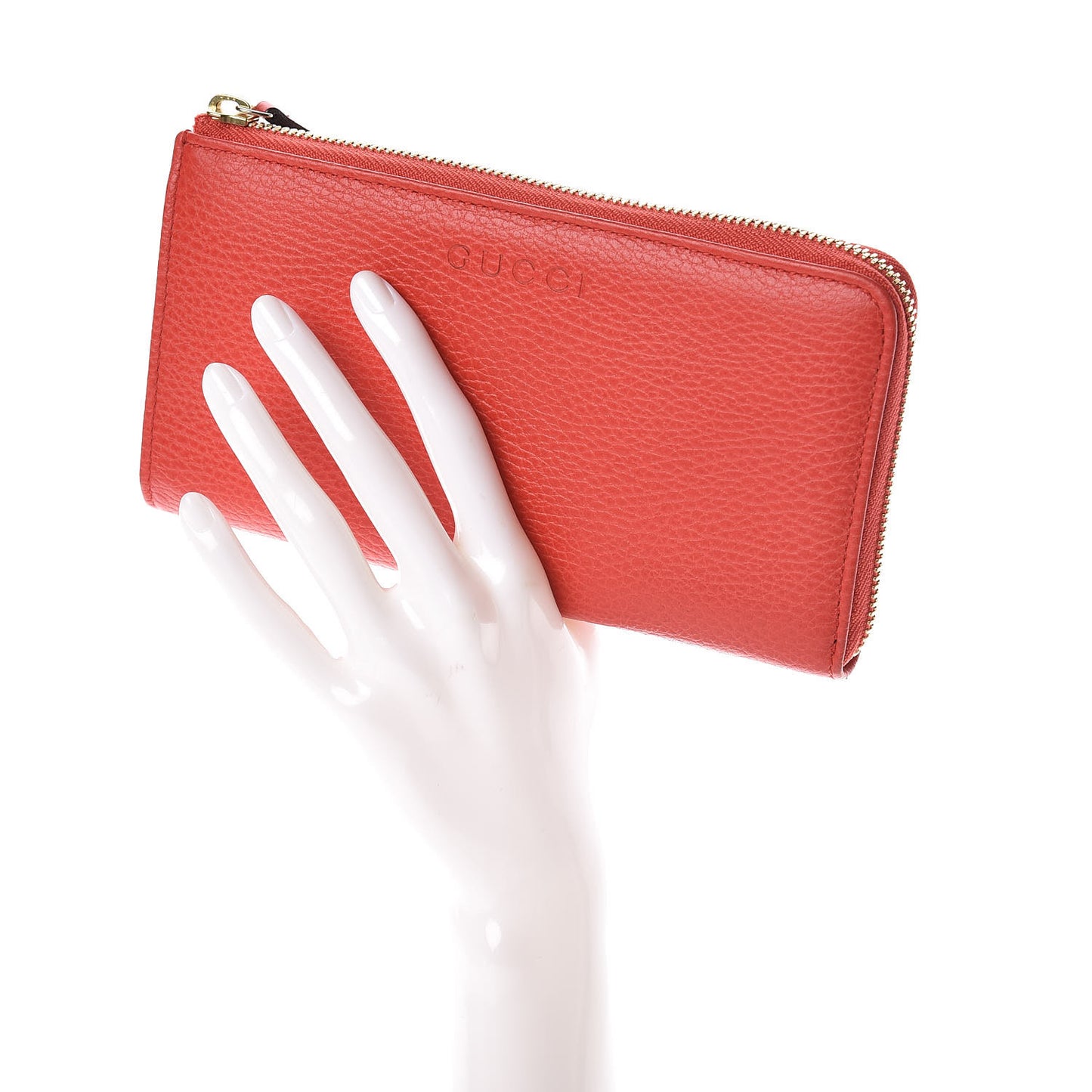 Pebbled Calfskin Donna Long Wallet Red