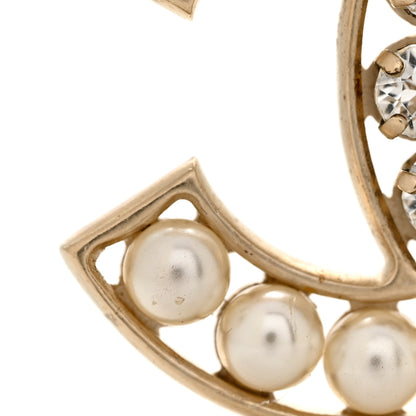 Chanel Pearl Crystal CC Brooch Gold Pearly White 5 of 5