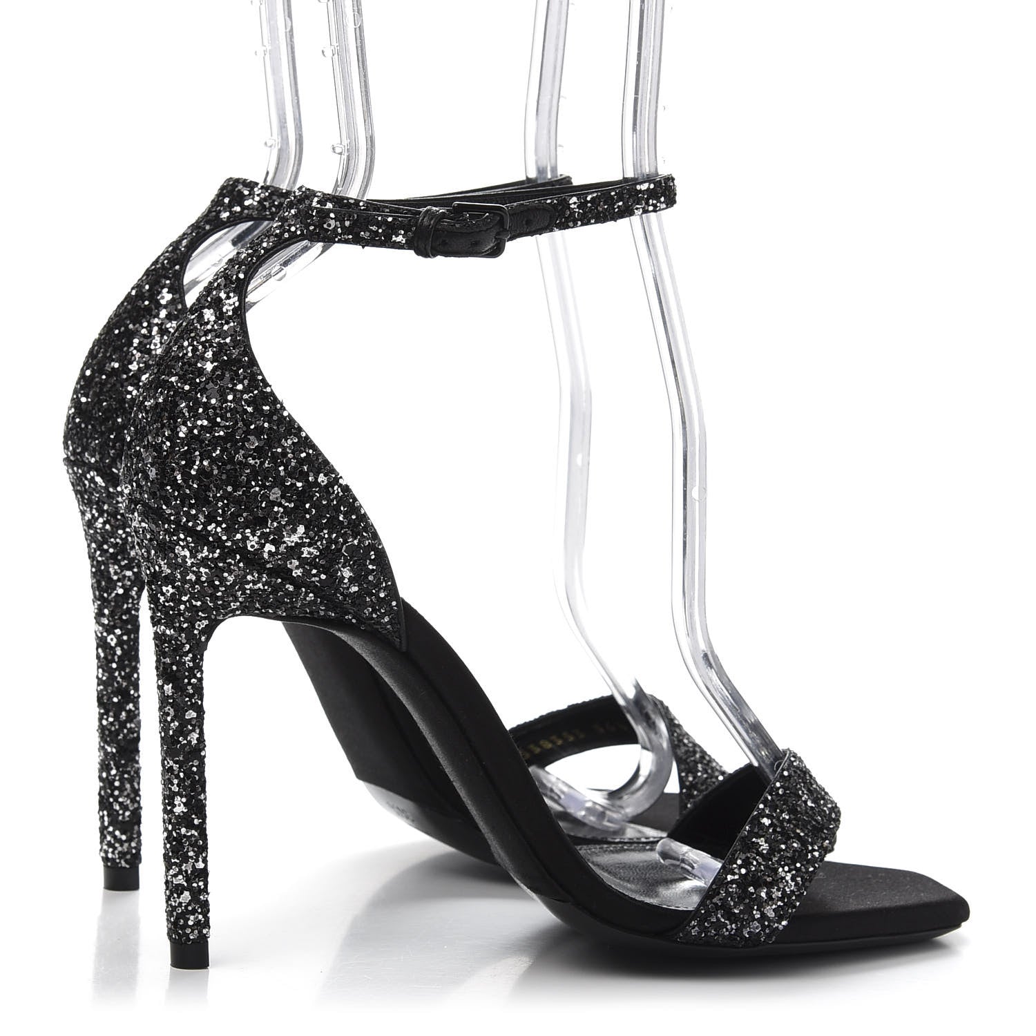 Saint Laurent Glitter Black Amber 105 Sandals 36.5 Black 4 of 10