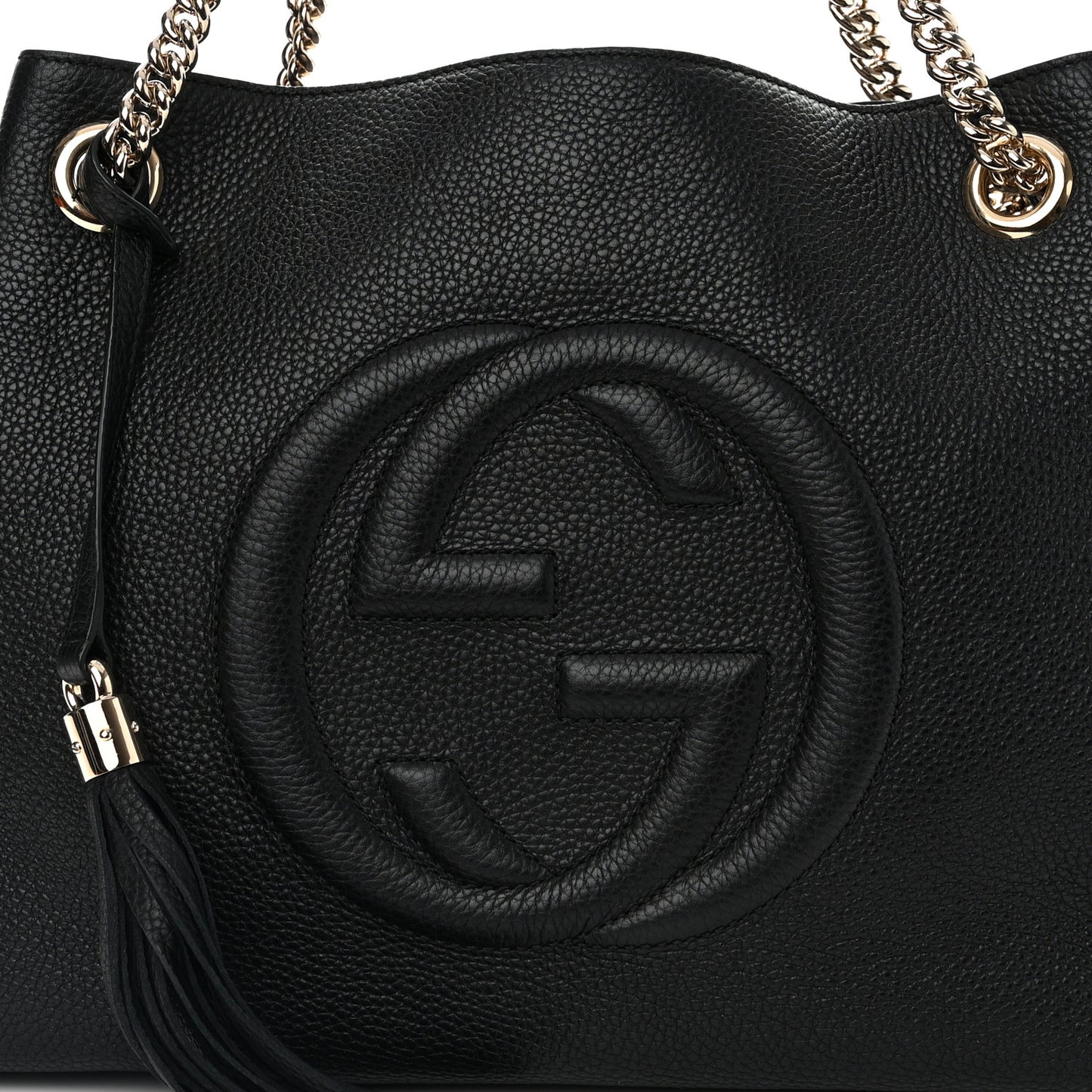 Pebbled Calfskin Medium Soho Chain Shoulder Bag Black