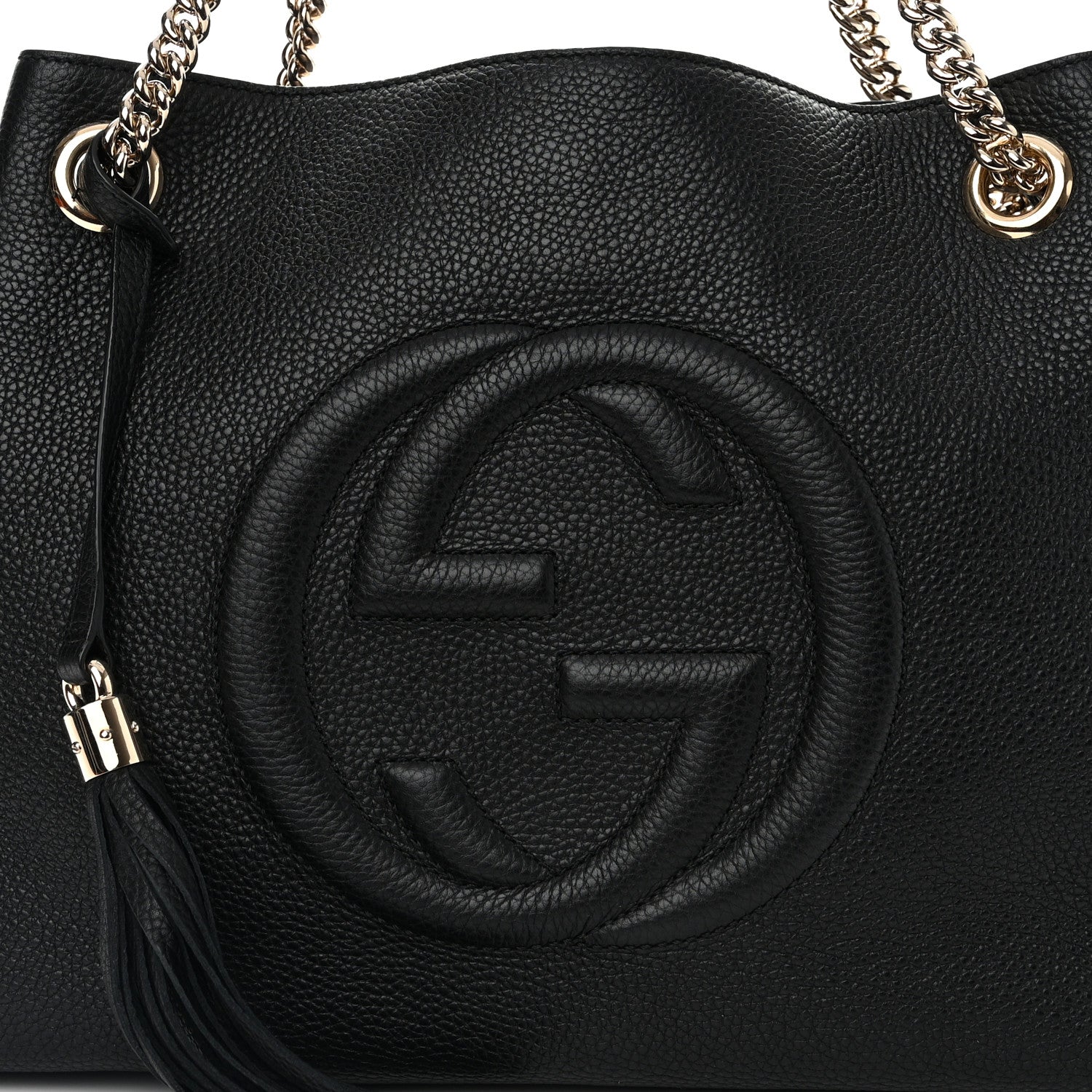 Gucci Pebbled Calfskin Medium Soho Chain Shoulder Bag Black 8 of 12