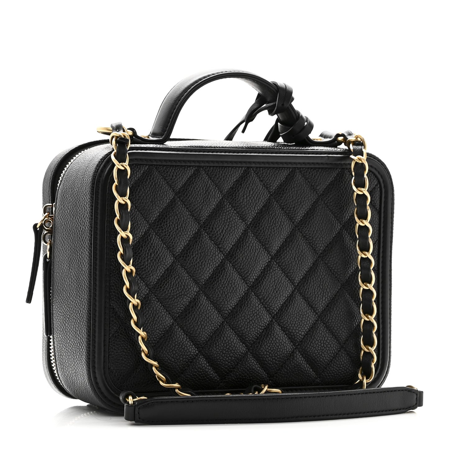 Caviar Quilted Medium CC Filigree Vanity Case Black