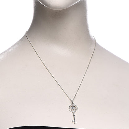 Tiffany Sterling Silver Diamond Small Daisy Key Pendant Necklace 2 of 9