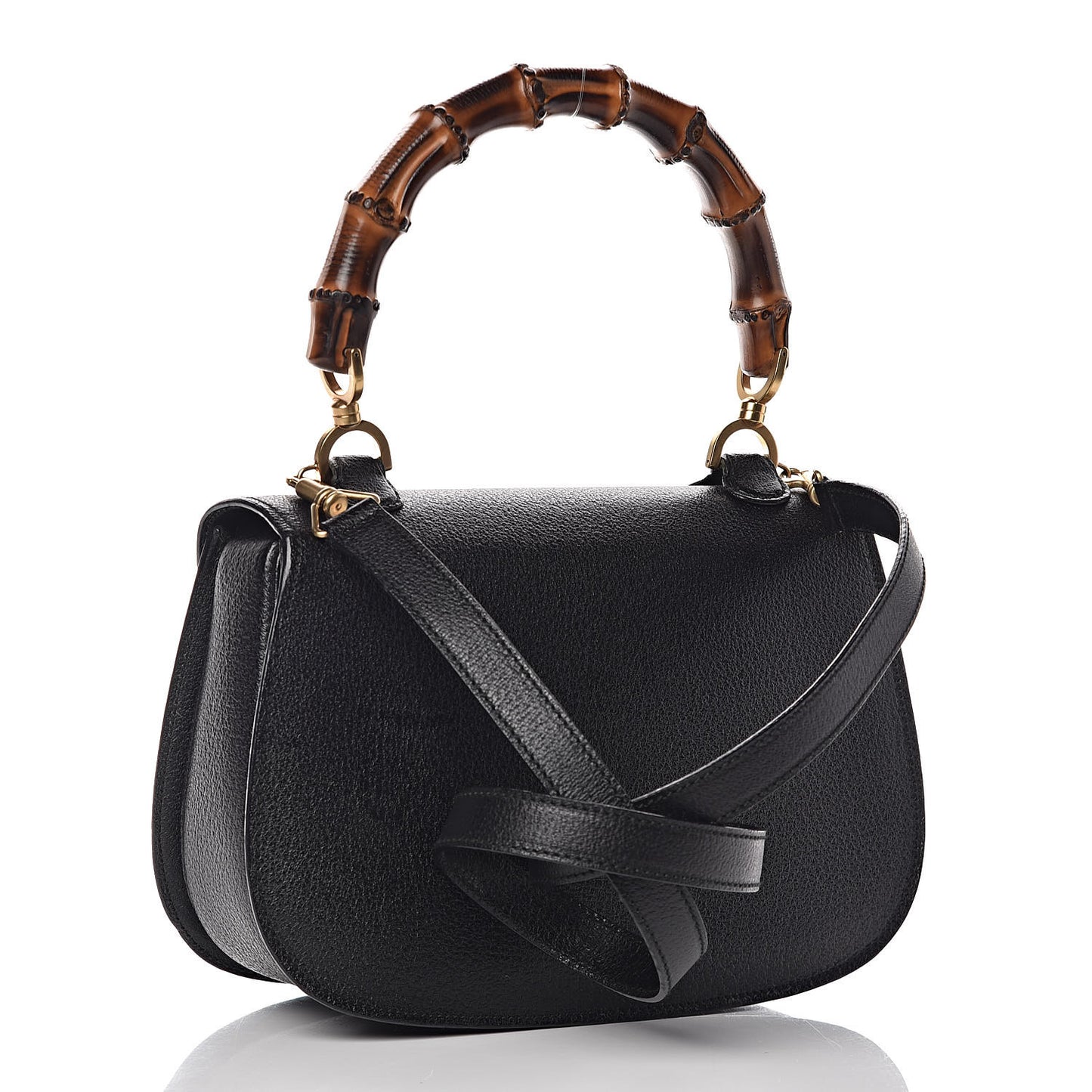 Calfskin Bamboo Top Handle Bag Black