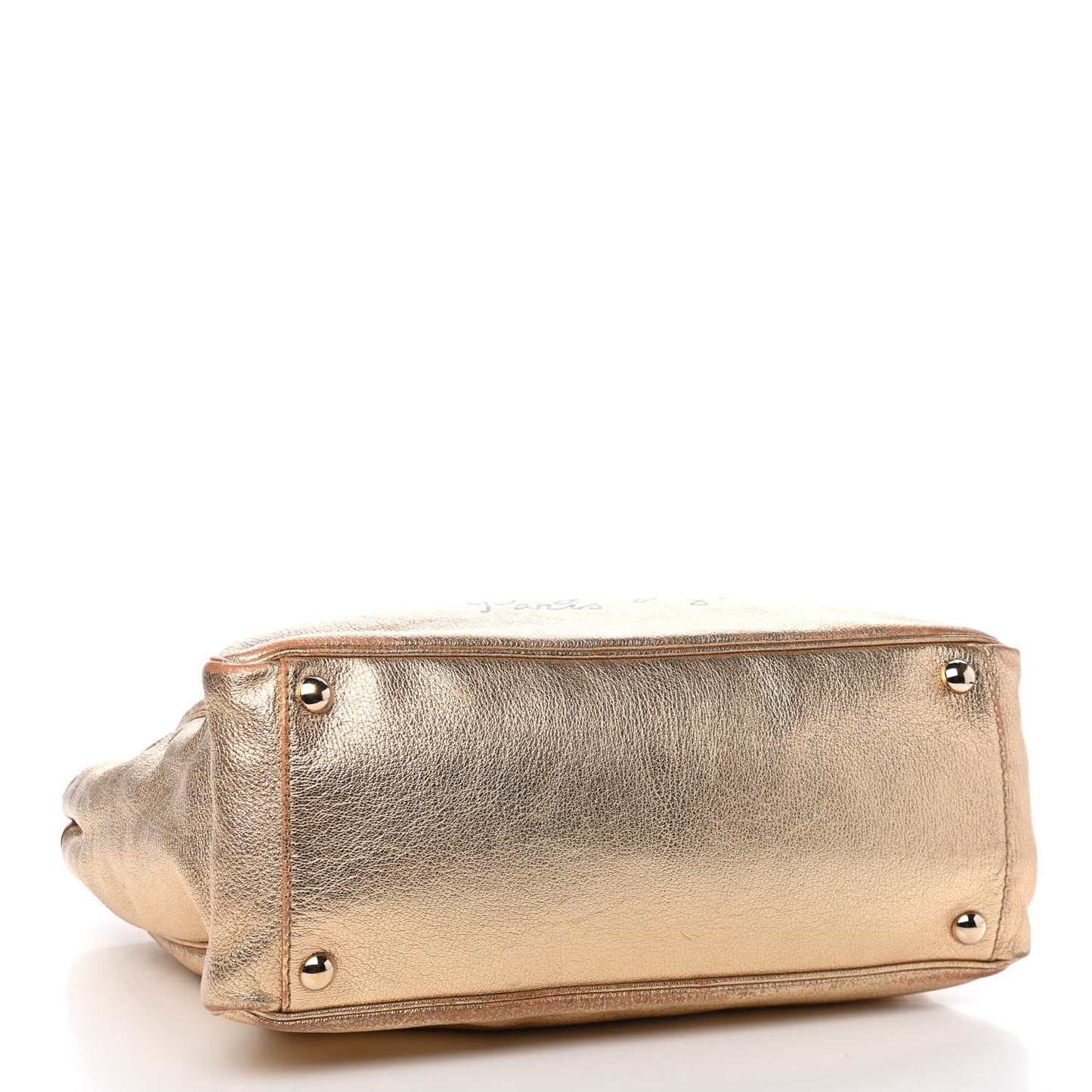 Metallic Textured Patent Large Y-Mail Tote Gold