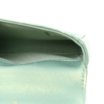 Chanel Iridescent Caviar Quilted Pearl On Top Coin Purse With Chain Light Green 5 of 9