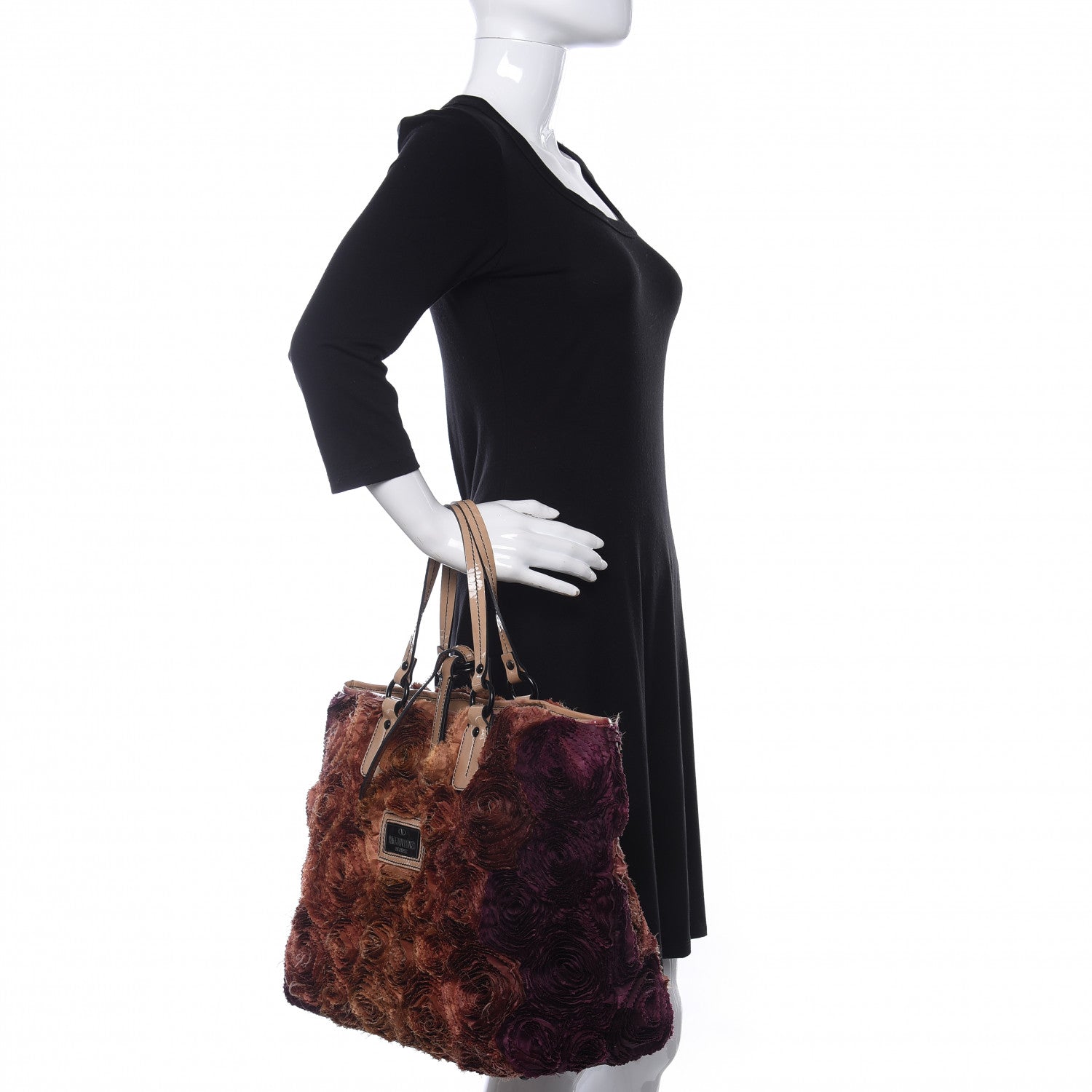 Valentino Garavani Silk Patent Rosier Tote Nude 2 of 11