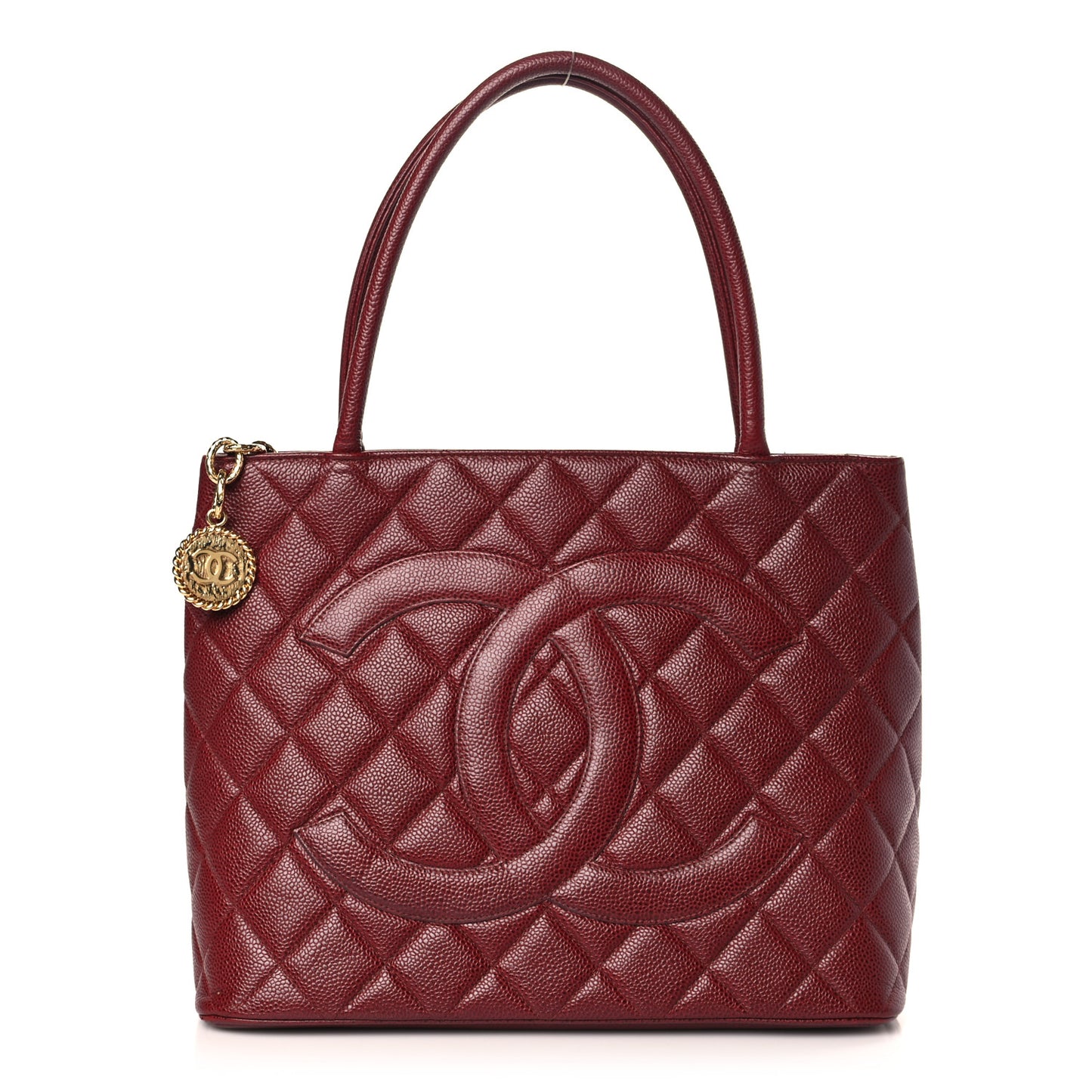 Caviar Quilted Medallion Tote Bordeaux