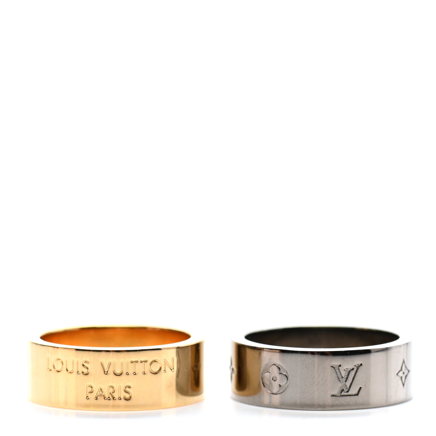 Louis Vuitton Metal LV Instinct Set of 2 Rings L 63 10.25 Silver Gold 3 of 8