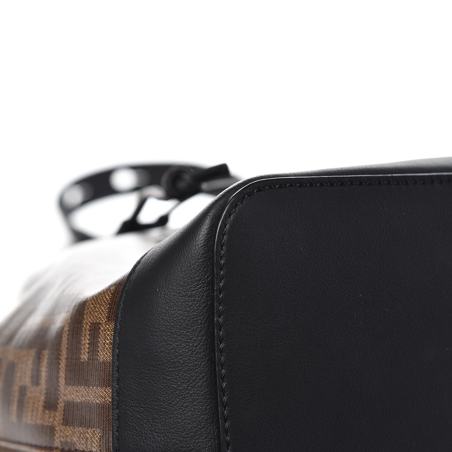 Glazed Fabric Vitello Grace F is Fendi FF 1974 Stamp Patch Grande Mon Tresor Bucket Bag Mogano Panna Black