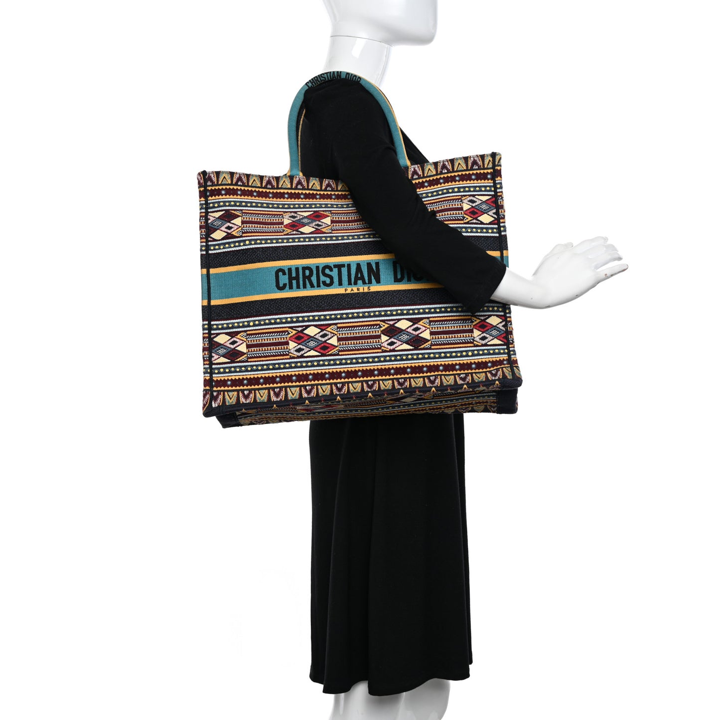 Canvas Embroidered Book Tote Blue Multicolor