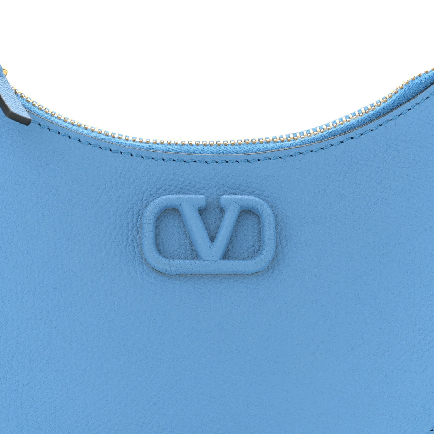 Valentino Garavani Grainy Calfskin Mini Vlogo Hobo Bag Blue 7 of 10
