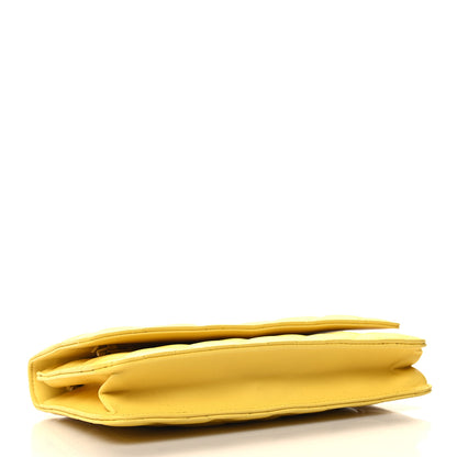 Chanel Lambskin Quilted Wallet on Chain WOC Yellow 4 of 13