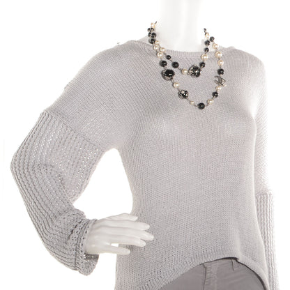 Chanel Beaded Globe Pearl CC Long Necklace Silver 2 of 6
