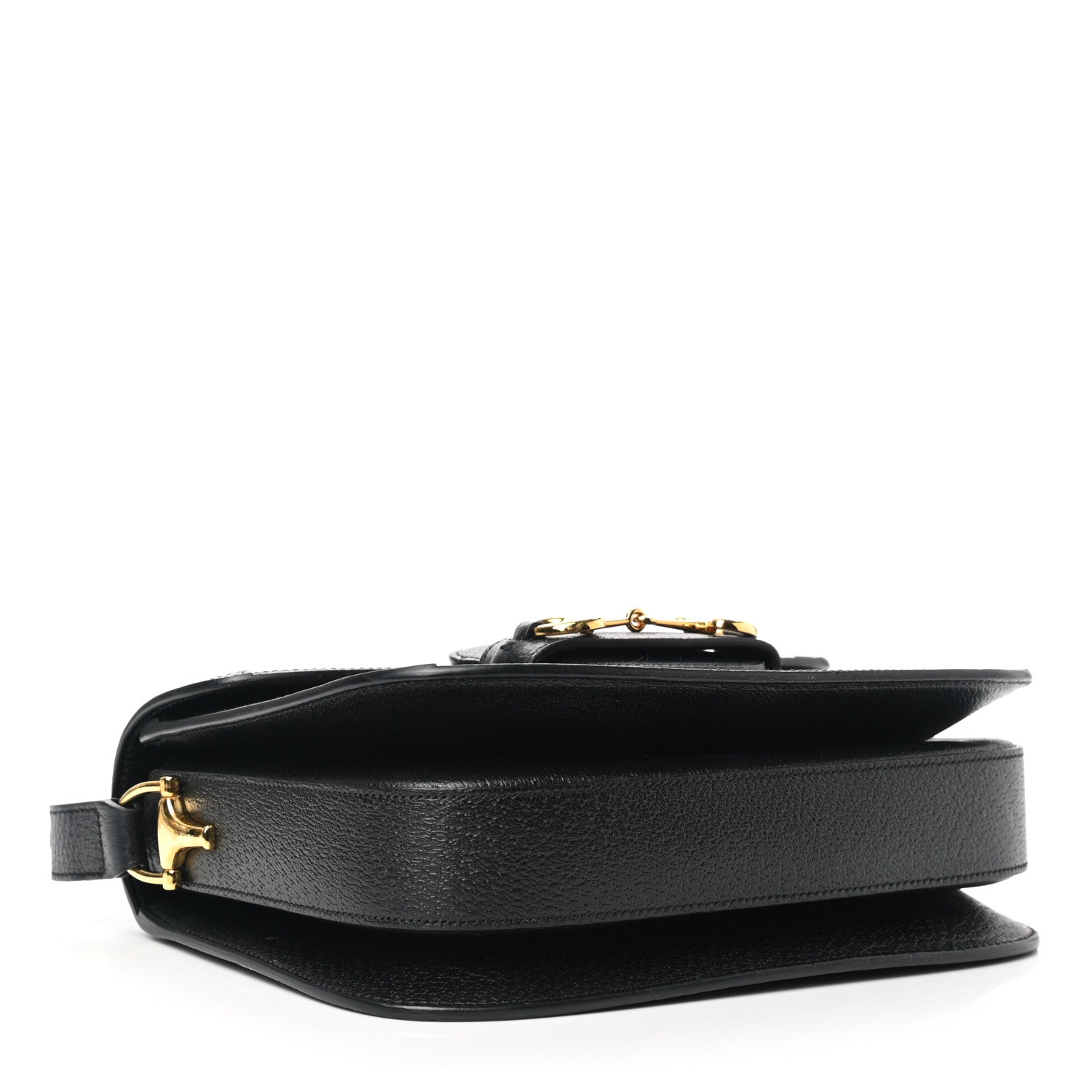 Gucci Jacquard Black Denim GG Monogram Textured Dollar Calfskin Horsebit 1955 Shoulder Bag Black Ivory 4 of 13
