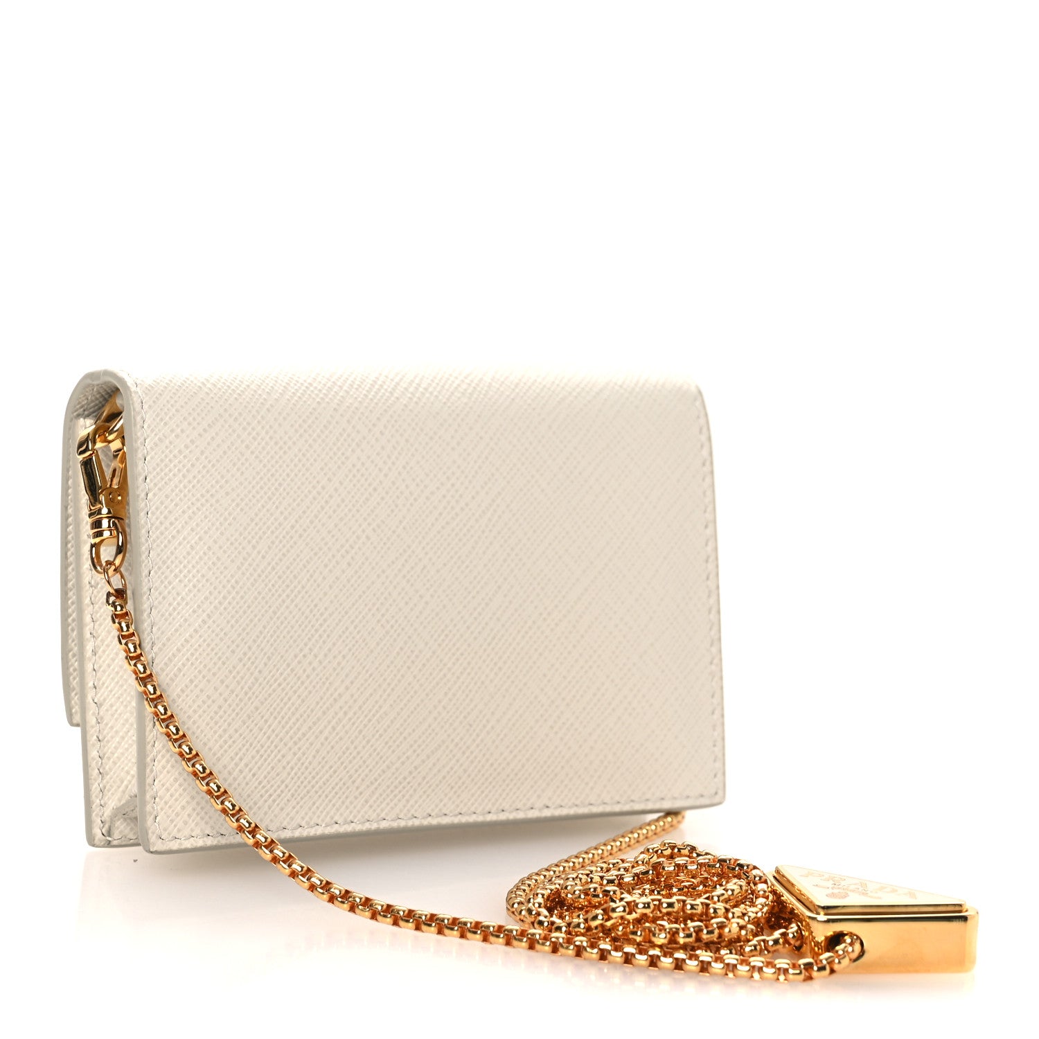 Prada Saffiano Card Holder With Chain Talco 3 of 10