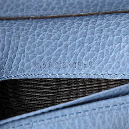 Gucci Monogram Dollar Calfskin Zip Around Compact Wallet Beige Ebony Mineral Blue 7 of 8