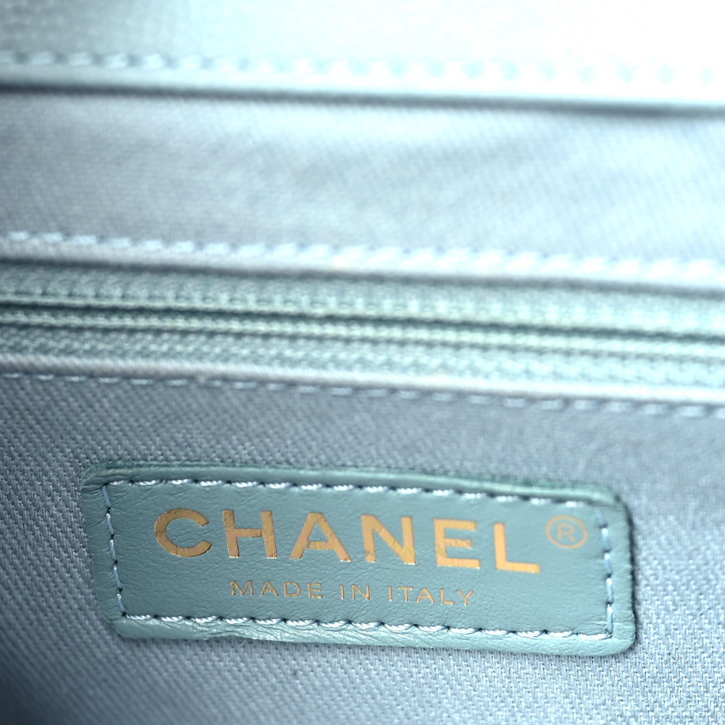 Caviar Quilted Small Business Affinity Flap Light Blue