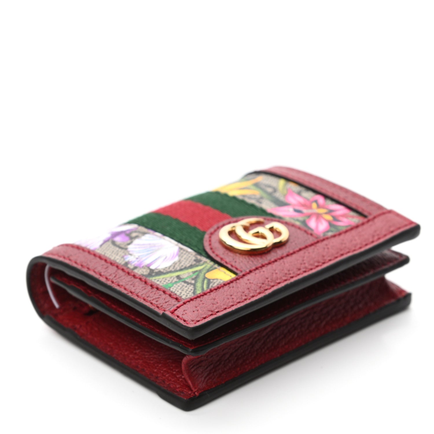 Gucci GG Supreme Monogram Flora Web Ophidia Card Case Red 4 of 7