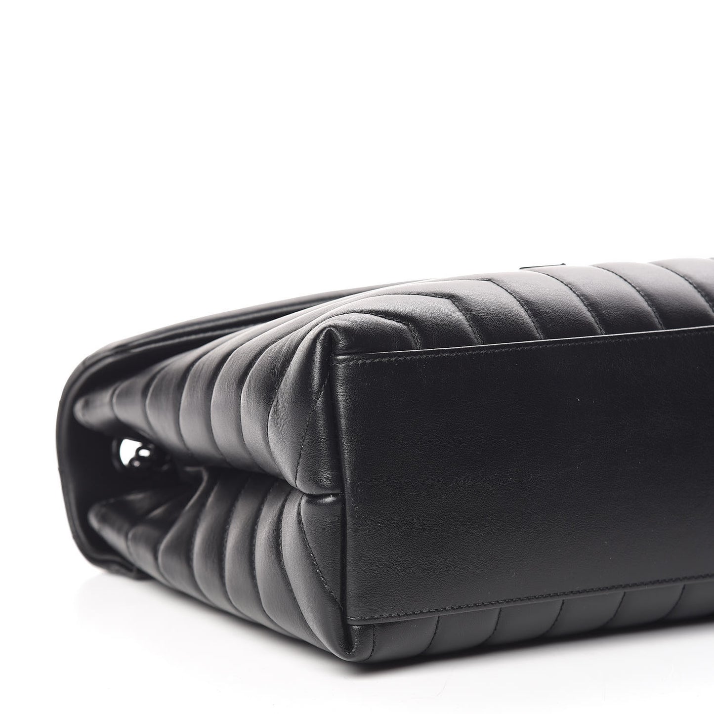 Calfskin Y Quilted Monogram Medium Loulou Chain Satchel Black