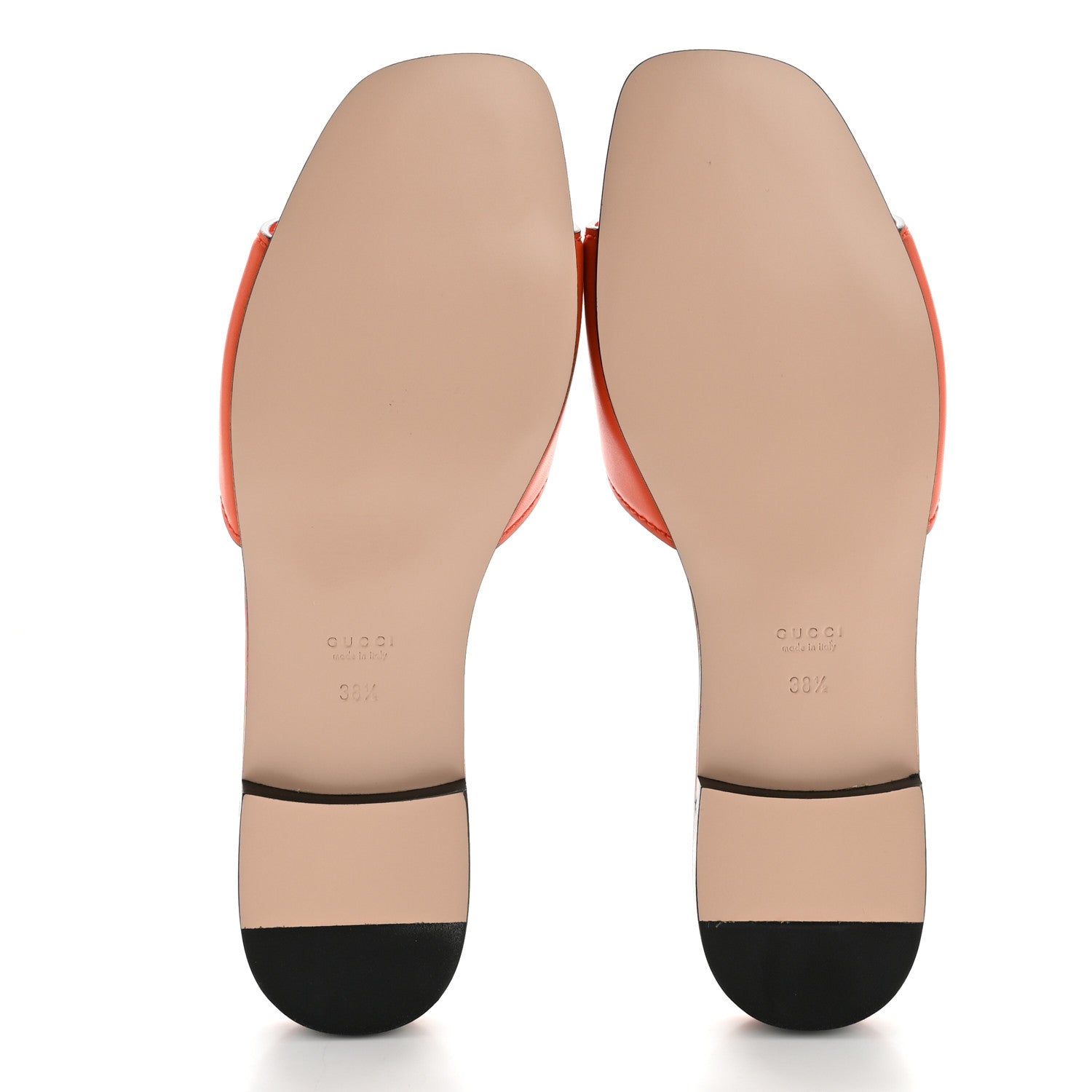 Gucci Cosmos Softy Calfskin Interlocking G Cut Out Slide Sandals 38.5 Deep Orange 7 of 11