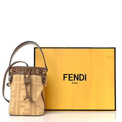 Fendi Raffia Vitello King Lucido F is Fendi FF Embroidered Mini Mon Tresor Bucket Bag Grano Sand 19 of 19