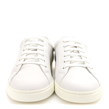 Fendi Vitello Karligraphy Embossed Low Top Sneakers 9 White 3 of 10