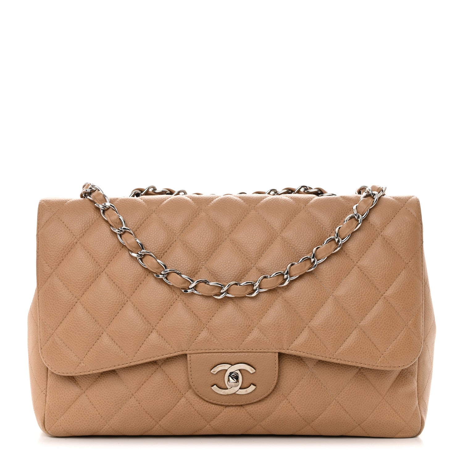 Chanel Caviar Quilted Jumbo Single Flap Beige 1 of 17