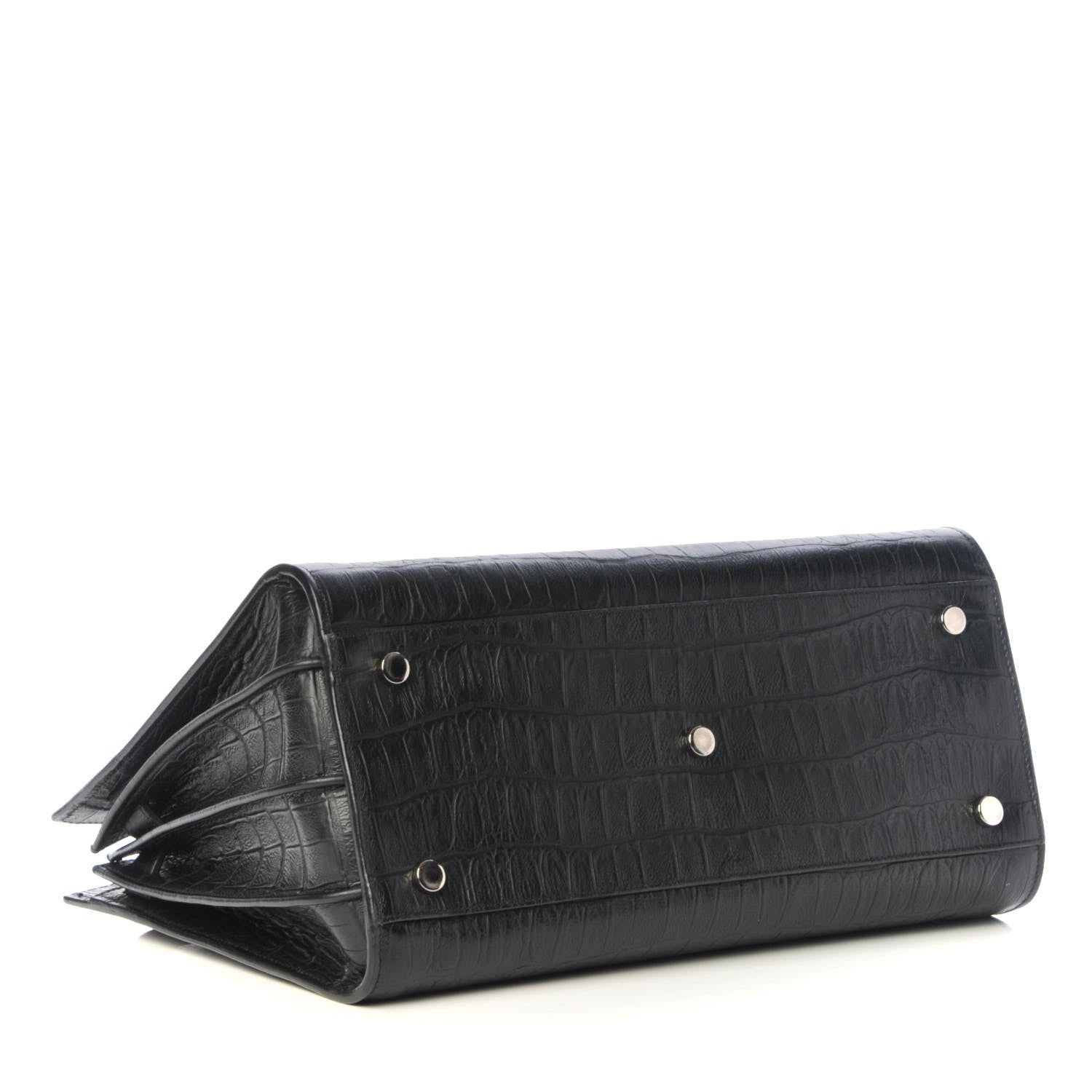 Saint Laurent Calfskin Crocodile Embossed Small Sac de Jour Black 4 of 12